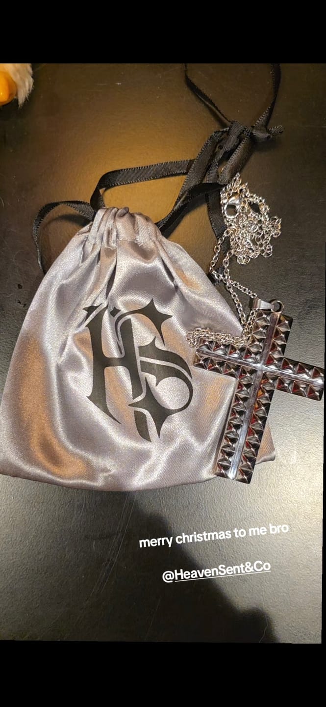 Customer photo review of XL Ego Cross Necklace