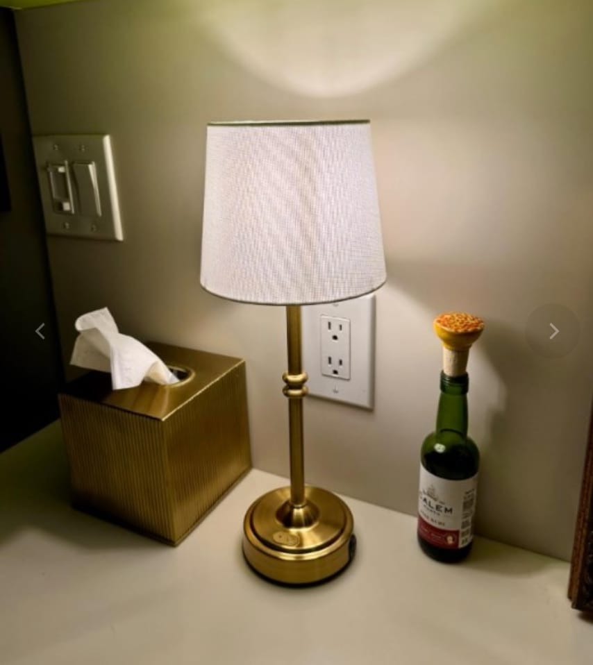 Customer photo review of LED Retro Fabric Cordless Table Lamp