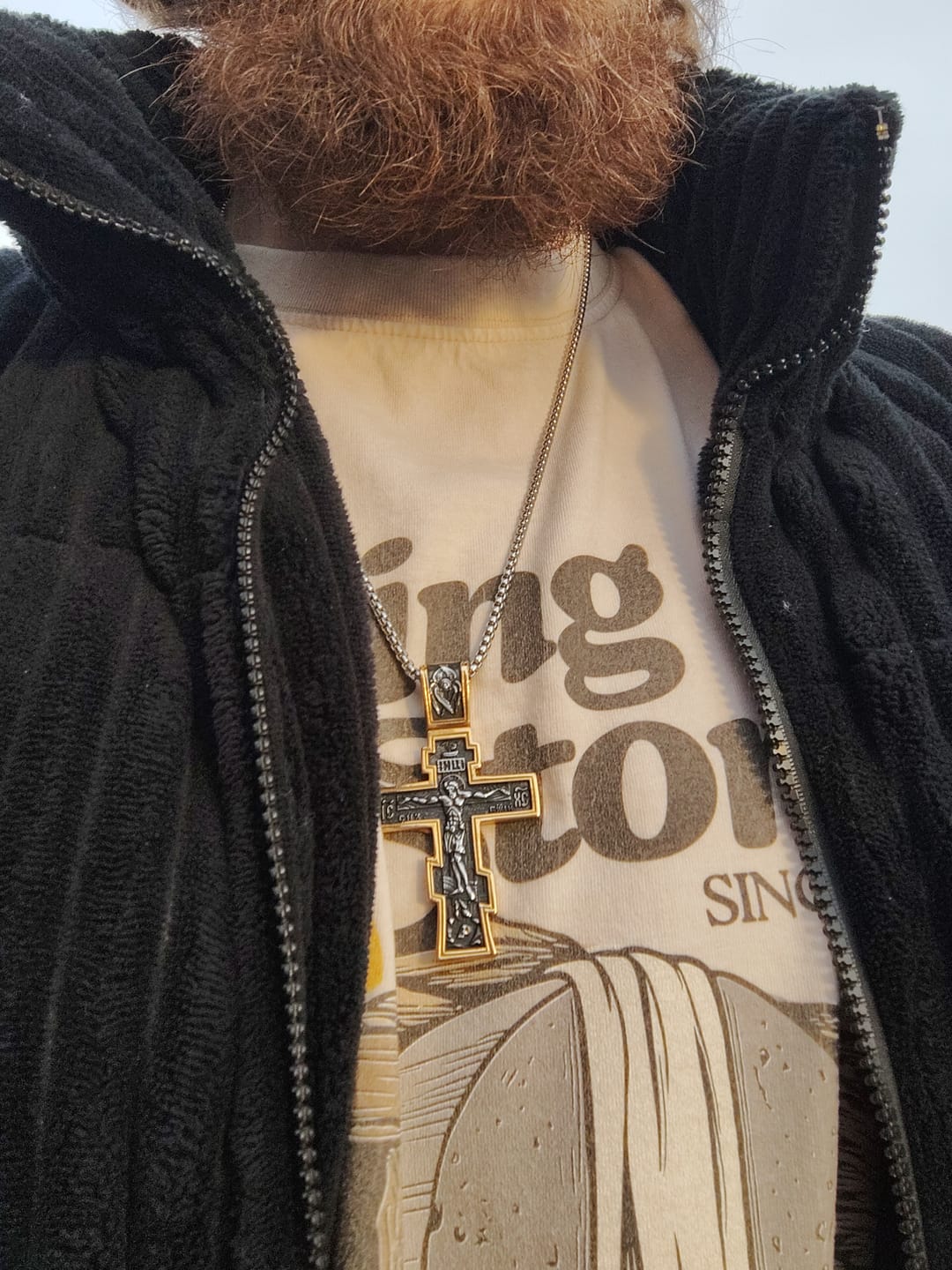 Customer photo review of DARK JESUS CROSS. - GOLD