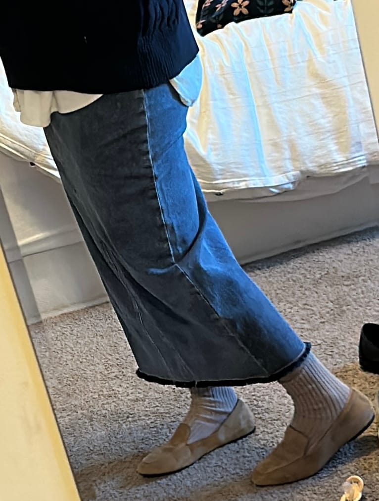 Customer photo review of DENIM MAXI SKIRT (BLUE DENIM)