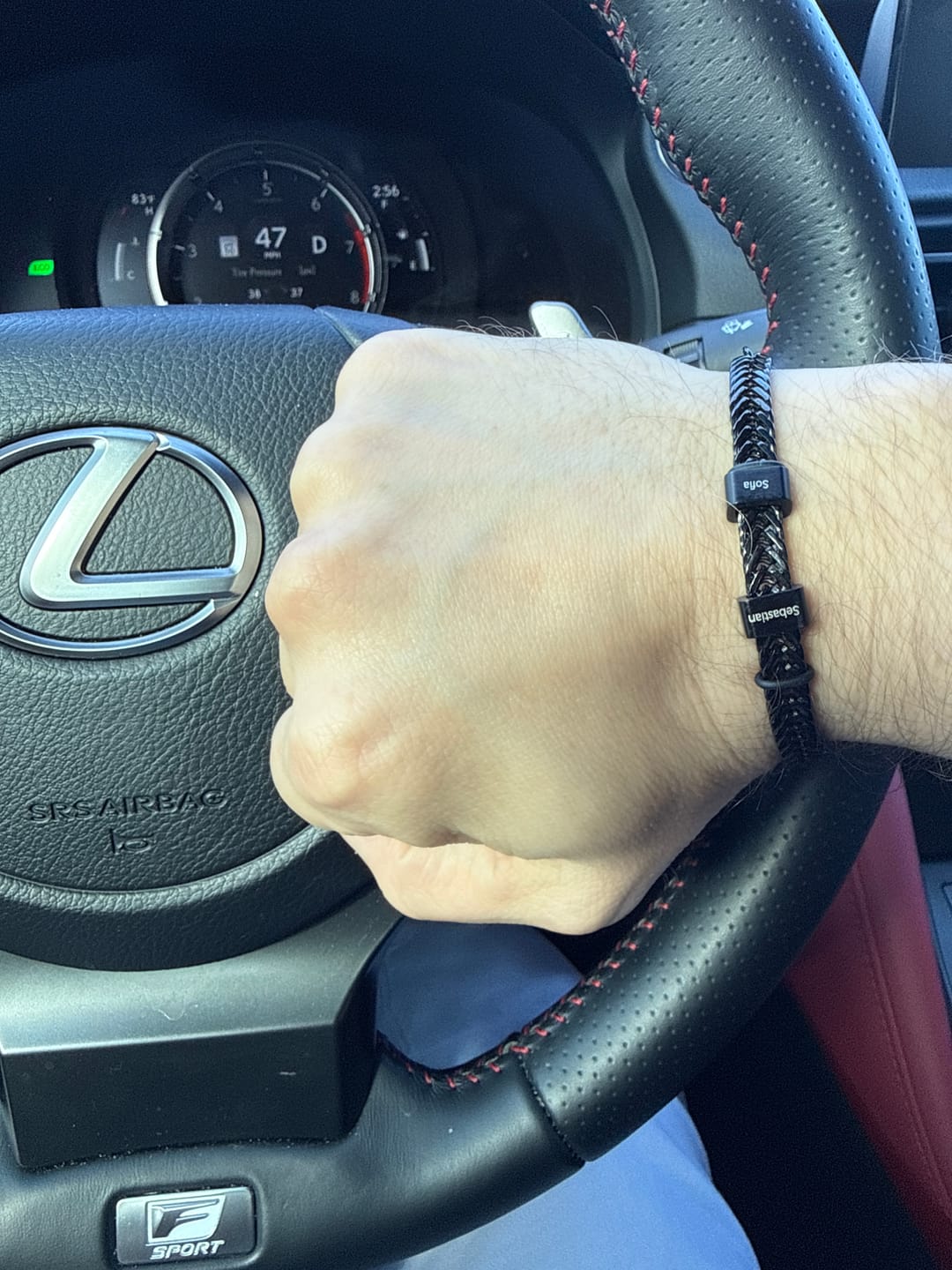 Customer photo review of Dan Bracelet With Kids’ Names- Black