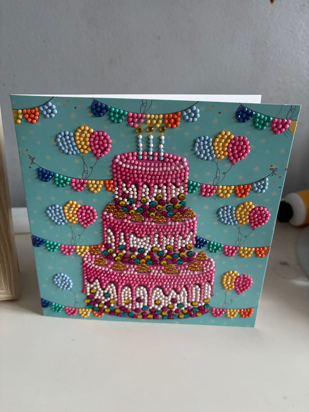 Customer photo review of "Happy Birthday" Crystal Art Card 18x18cm