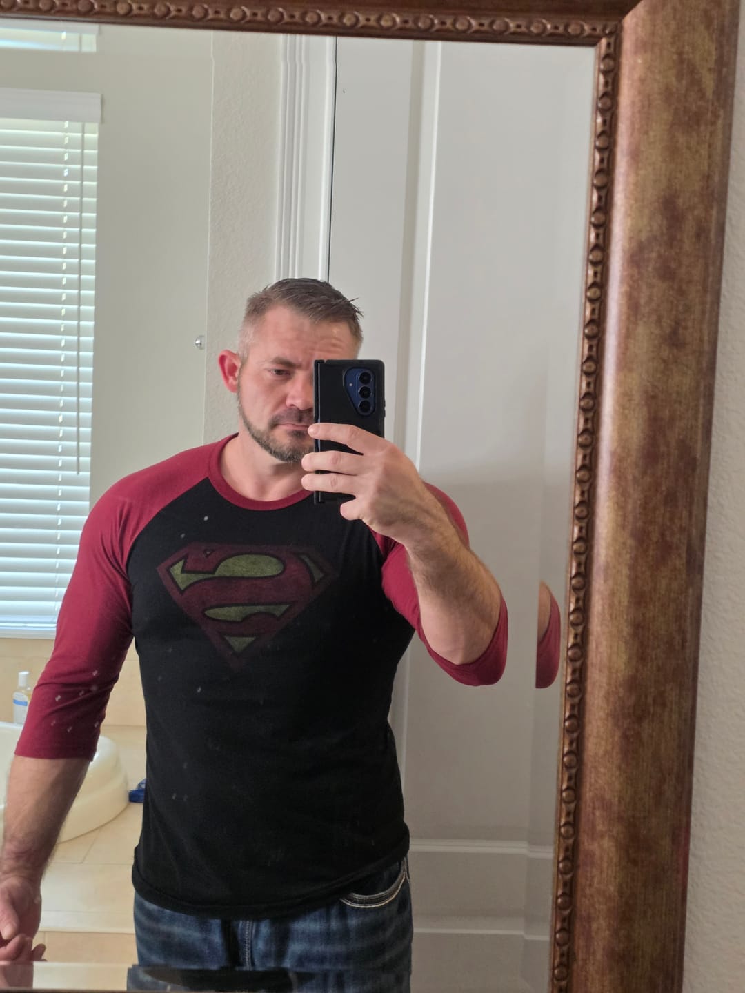 Customer photo review of 8072 - Superman 3/4 Raglan Shirts