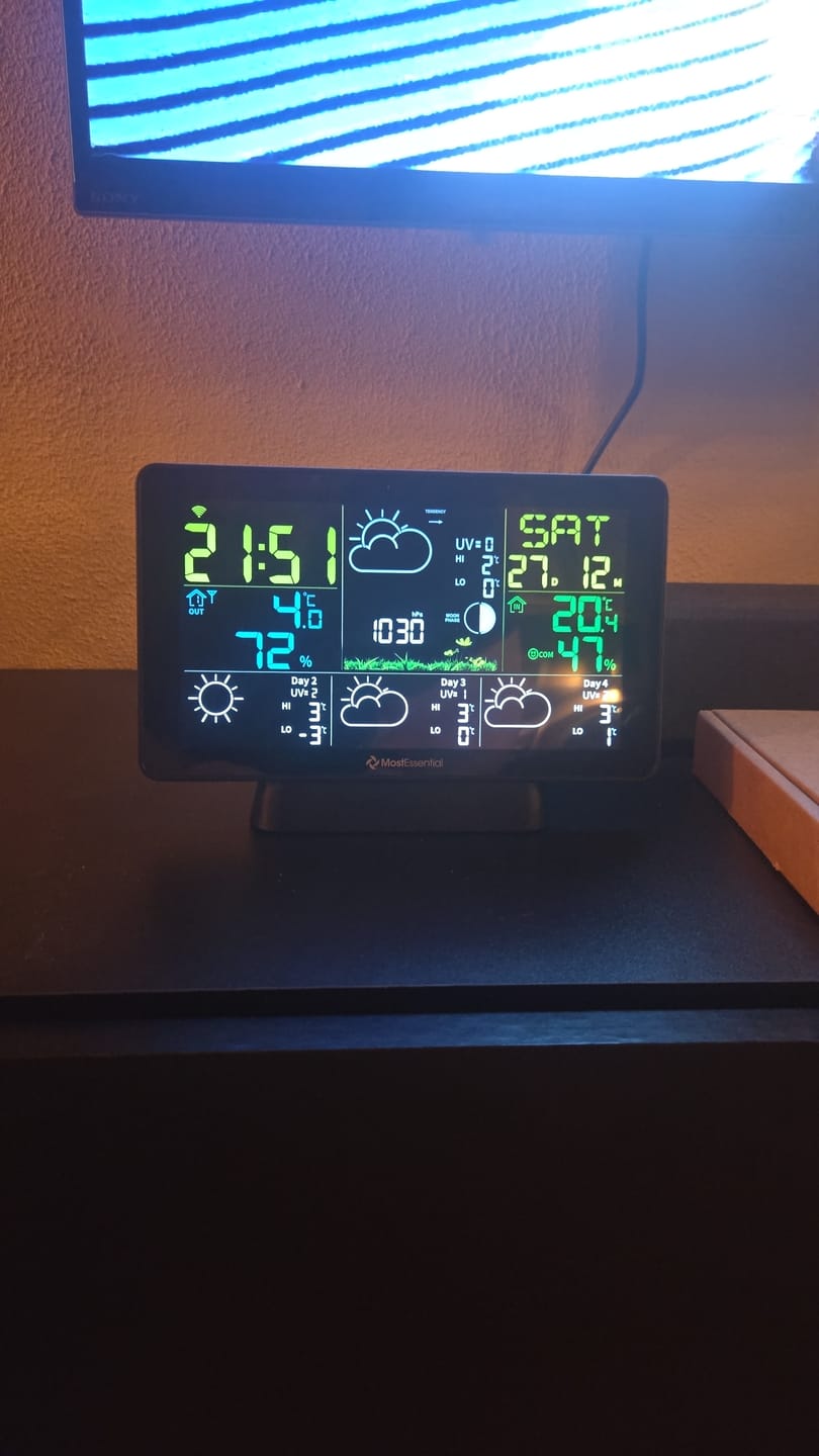 Customer photo review of MostEssential Weerstation Wifi Edition - Draadloos Weerstation met Buitensensor - Zwart - 3 Sensors