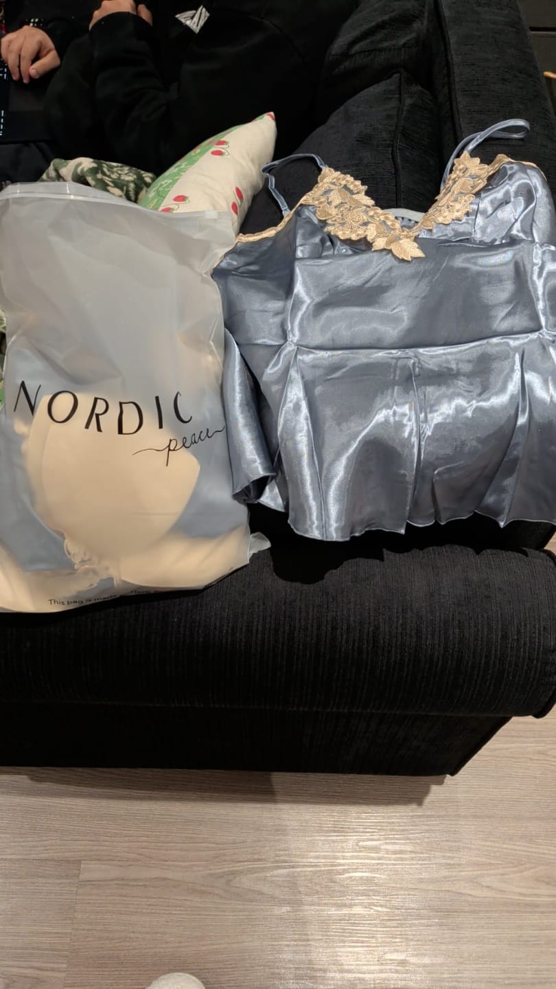 Customer photo review of Satin Sleepwear Pajama Set