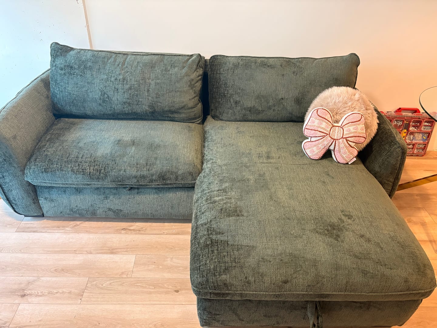 Customer photo review of LÉANDRE – Sofa lit 94" vert forêt