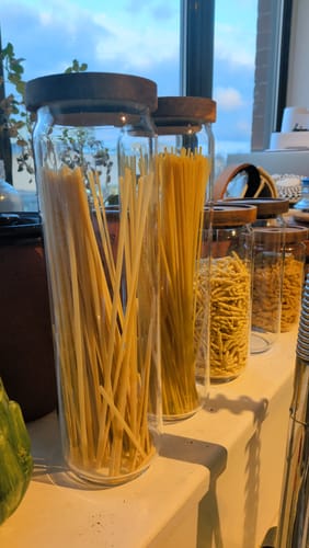 Customer photo review of Glass Acacia Pantry Jars