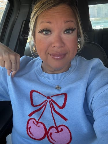 Customer selfie showing the natural-looking Rosemary Blue Colored Contact Lenses