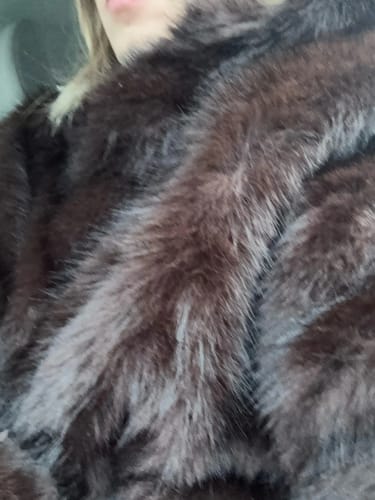 Customer photo review of Winter Brown Faux Fur Hooded Women's Coat Full Sleeve Warm Thick Loose Plush Pullover Female 2025 Fashion Lady New Outwear