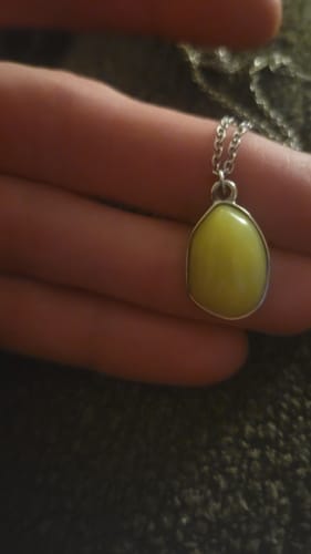 Customer photo review of Lemon Quartz Drop Necklace