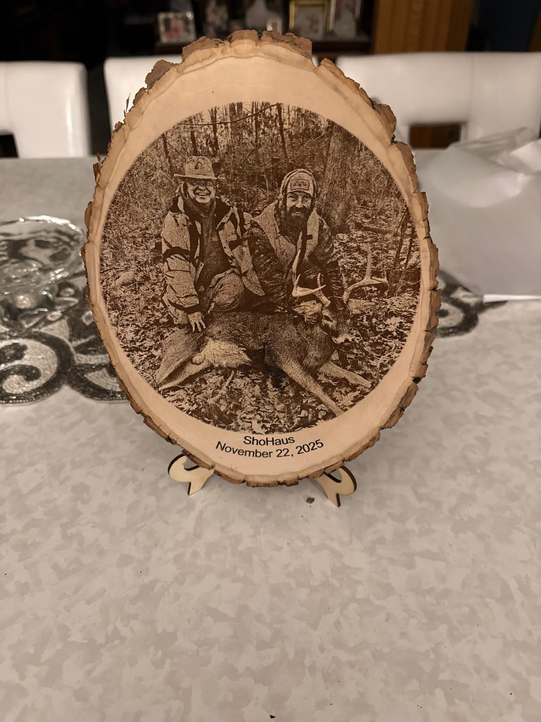 Customer photo review of Laser Engraved Wood Plaque | Personalized Hunting Gift