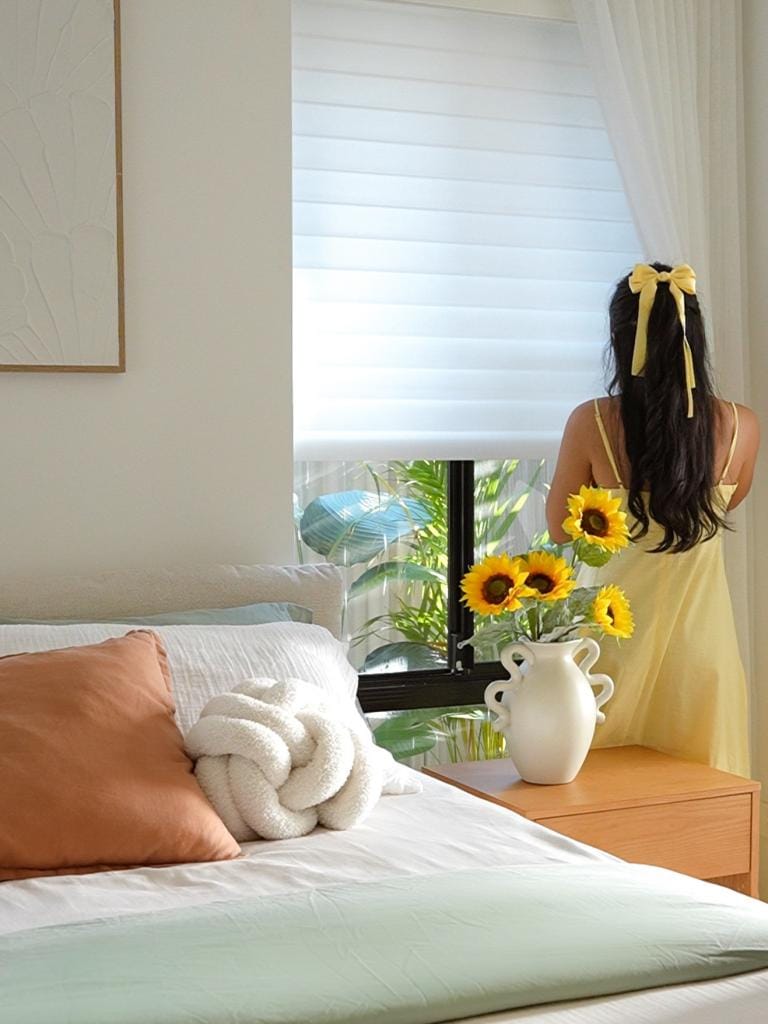 Customer photo review of Stratus Light Filtering Shangri-La Sheer Shades