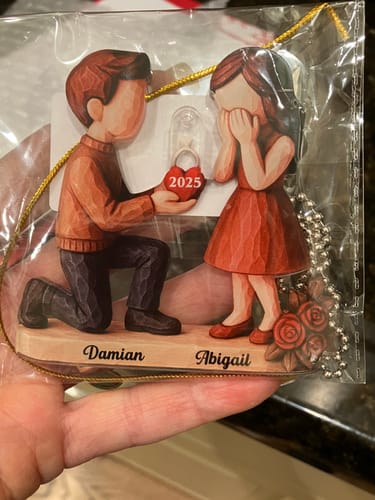 Customer photo review of Couple Marriage Proposal - Personalized Acrylic Ornament - Newly Engaged Gift, "She Said Yes!" Ornament, Just Engaged Gifts for Couples
