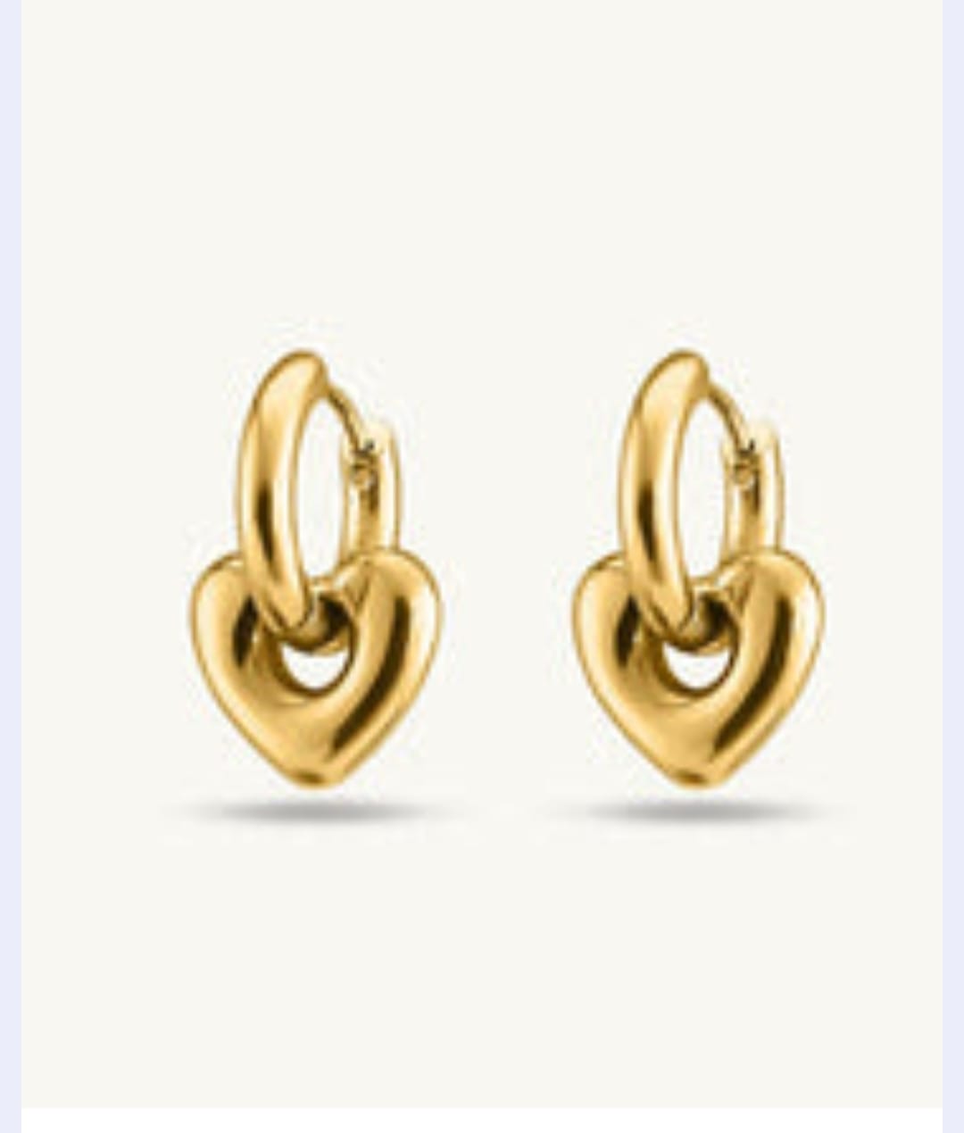 Customer photo review of Gold Heart Hoop Earrings