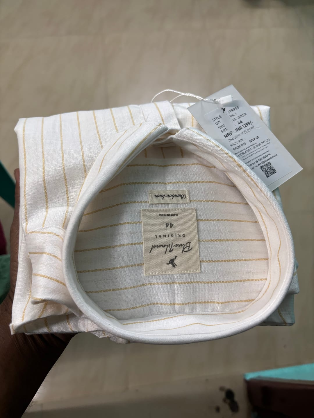 Customer photo review of Golden White Stripes -Full-Bamboo Linen