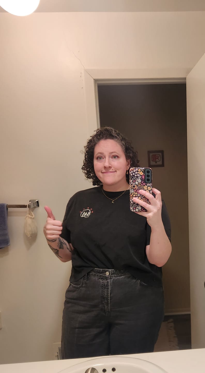 Customer photo review of Scaredy Cat T-Shirt