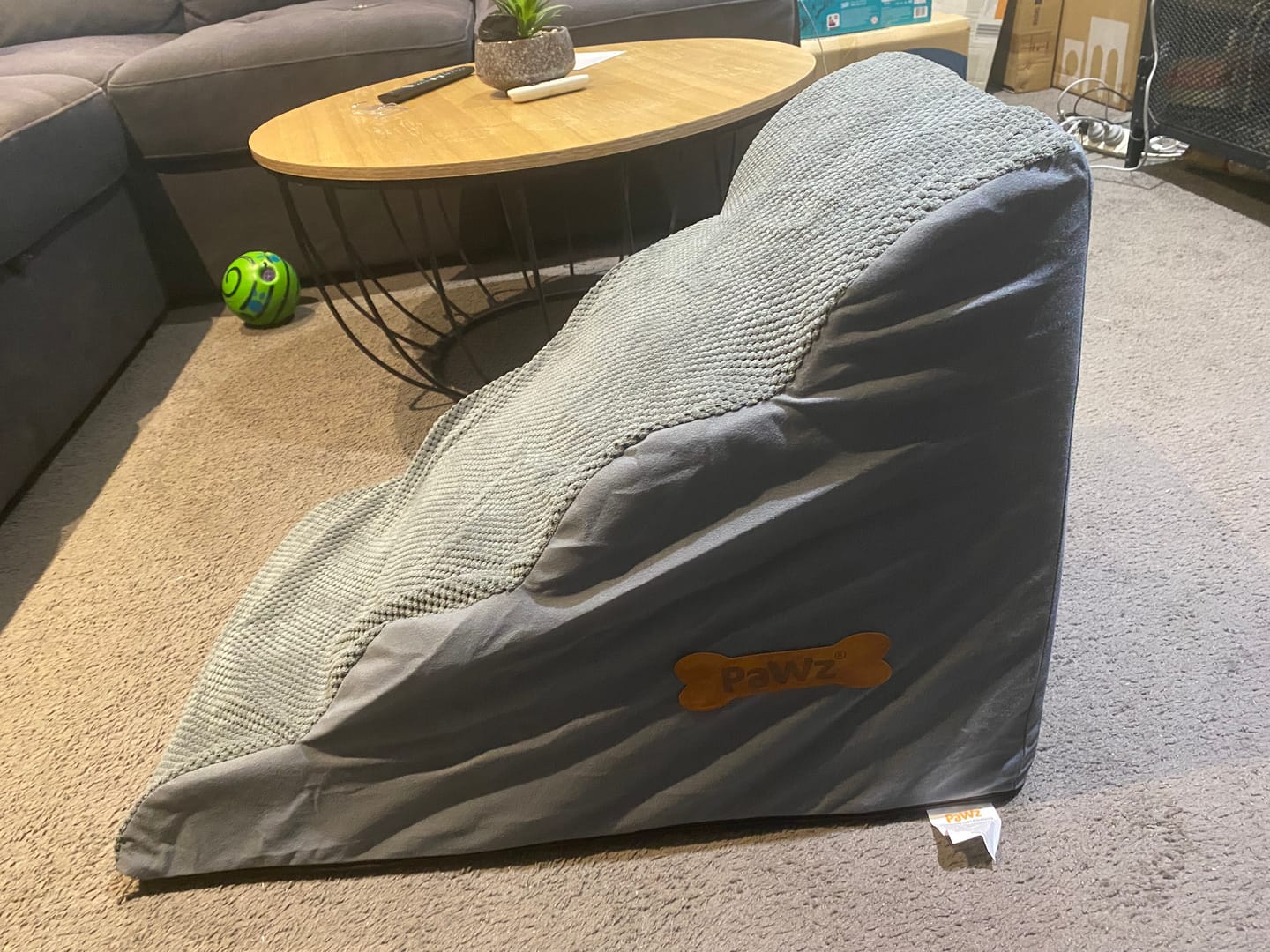 Customer photo review of Soft Foam Dog Stairs – Non-Slip Dog Steps for Beds & Couches