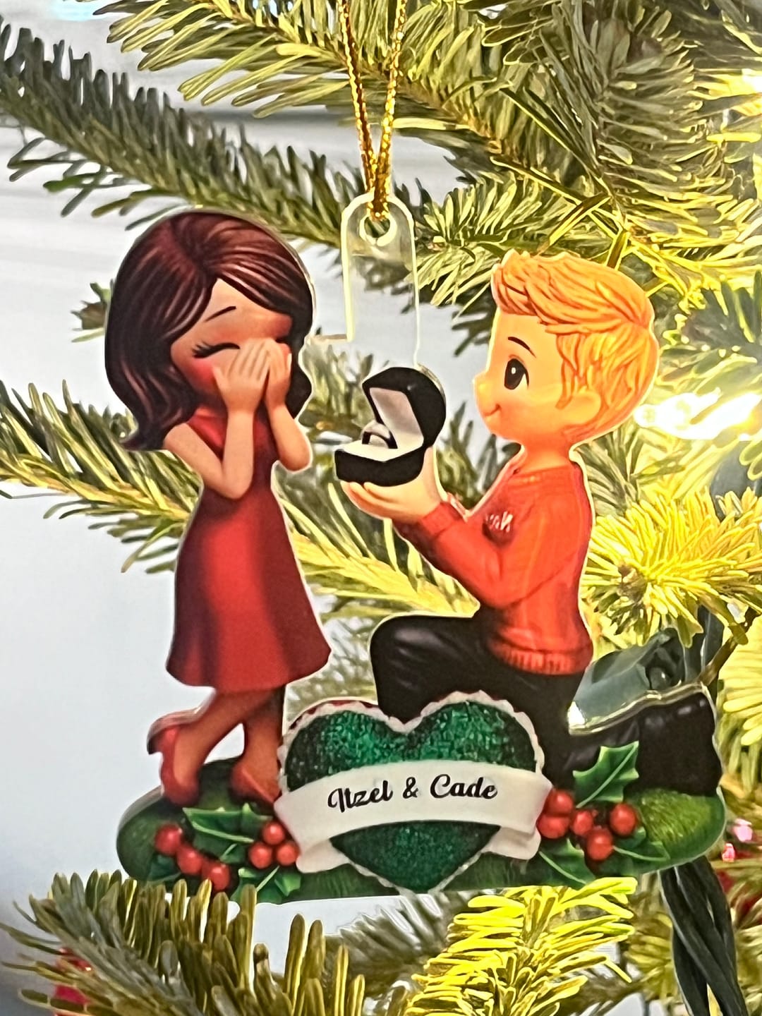Customer photo review of Marriage Proposal "She Said Yes!" - Personalized Acrylic Ornament, Just Engaged Gifts for Couples