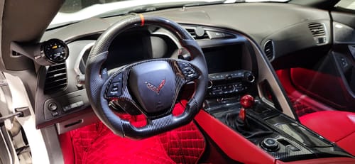 Customer photo review of Real Carbon Fiber Steering Wheel for Chevrolet Corvette C7 2014-2019 Generation D-shaped Flat-Bottom Perforated Leather Grip