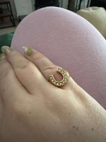 Customer photo review of E.B.belle Stainless Steel Y2K Jewelry U Letter Crystal Paved Gold Colour Rings For Women Chunky Metal Hiphop Party Jewelry