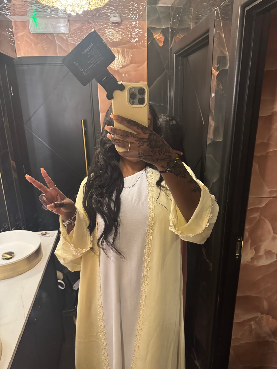 Customer photo review of Lace Flower Abaya in Butter