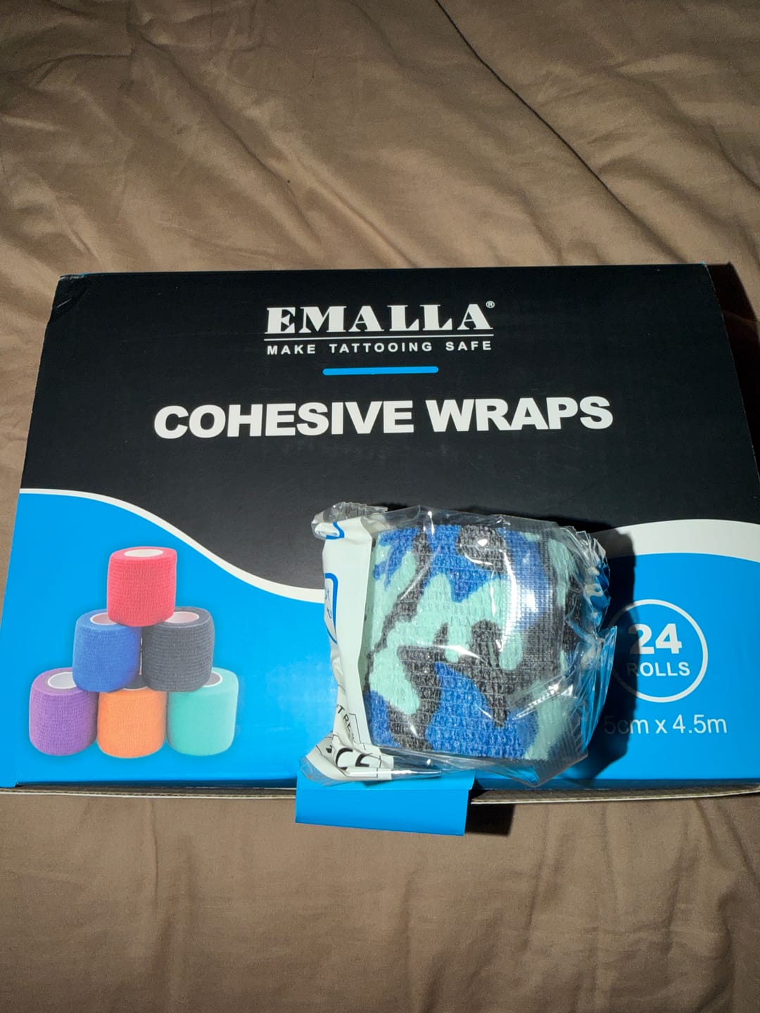 Customer photo review of EMALLA Cohesive Wraps Camouflage Color (24 Rolls)