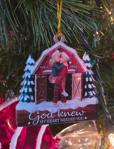 Customer photo review of Personalized Acrylic Ornament - Anniversary Christmas Wedding Gifts For Husband And Wife - You’re My Answered Prayer
