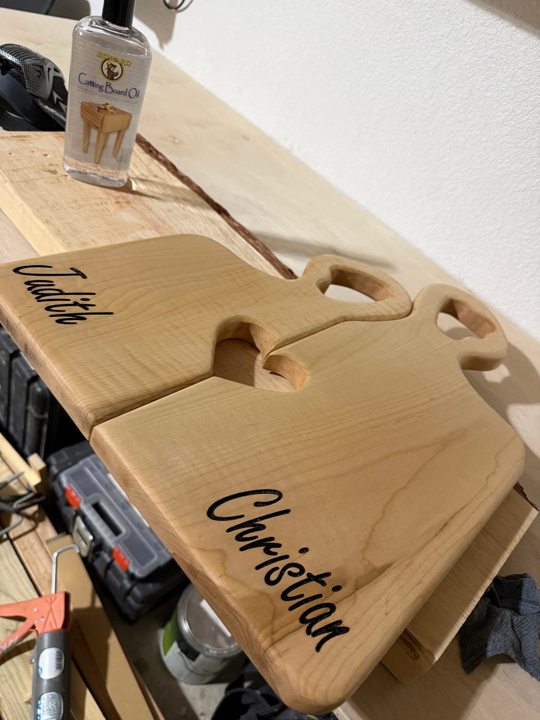 Customer photo review of 20x15" Organic Romeo & Juliet With Heart Set Acrylic Router Template