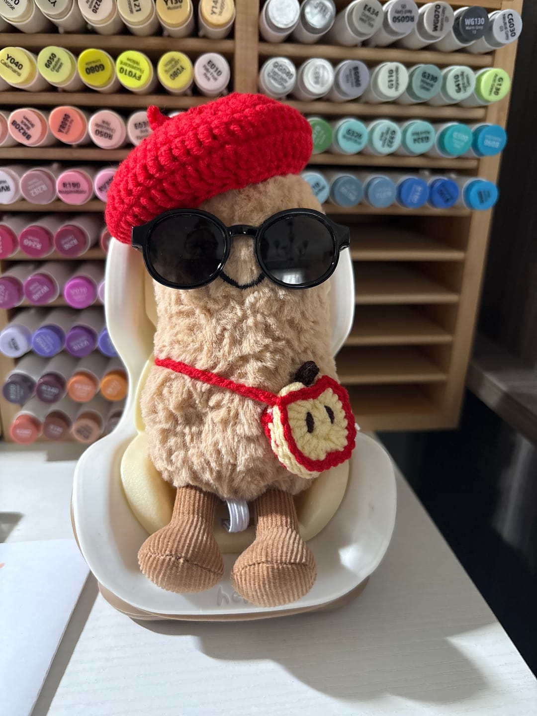 Customer photo review of Crochet Beret for Jellycat Amuseables Peanut