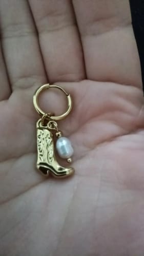 Customer photo review of Yhpup Stylish Stainless Steel Boots Shoes Natural Pearls Drop Hoop Earrings for Women Daily Chic Charm Trendy Jewelry Wholesale