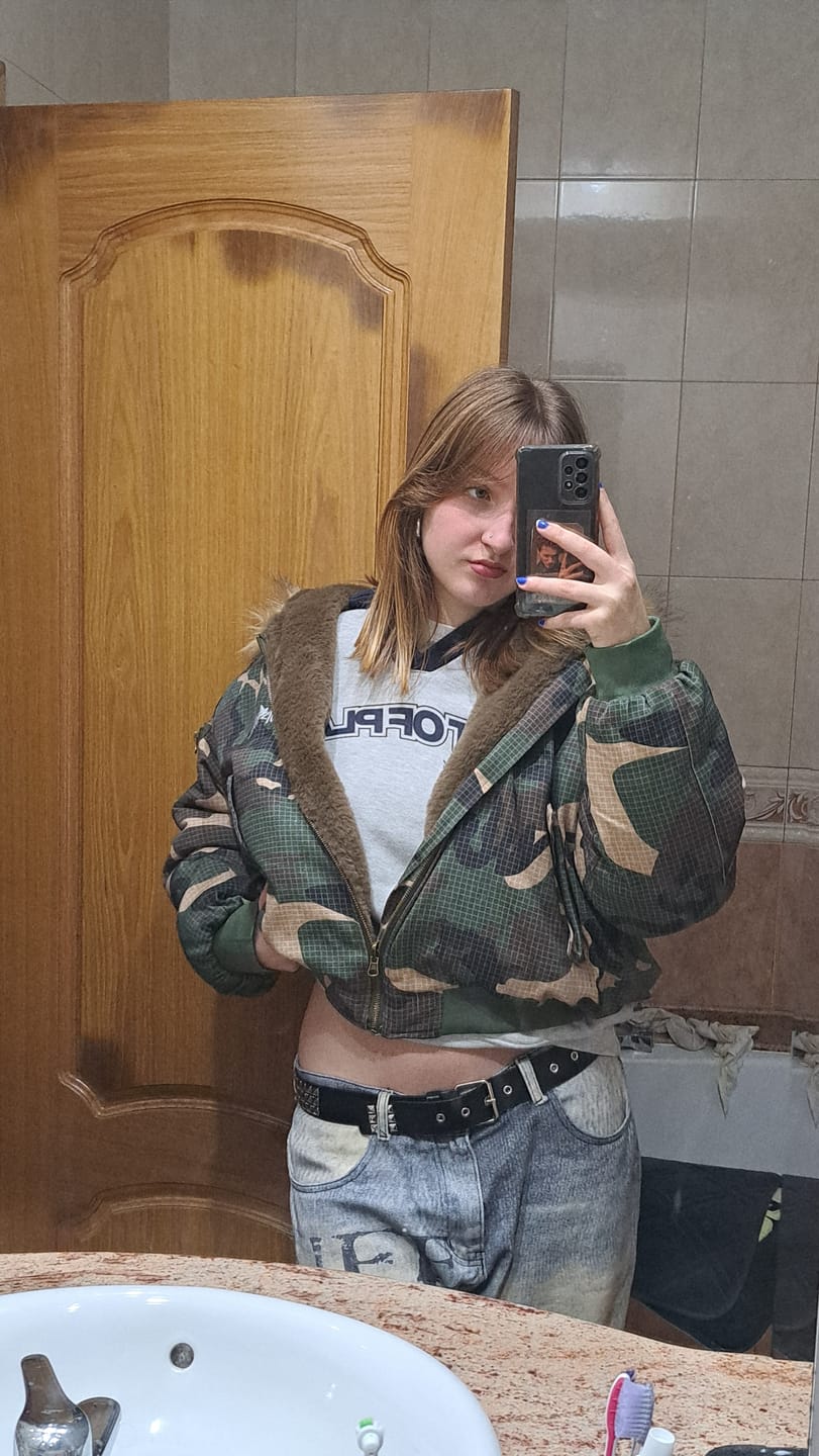 Customer photo review of Camouflage Fur Collar Reversible Cotton Jacket - 2499