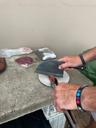 Customer photo review of BraaiPlank™ Hammer Forged Butcher Knife