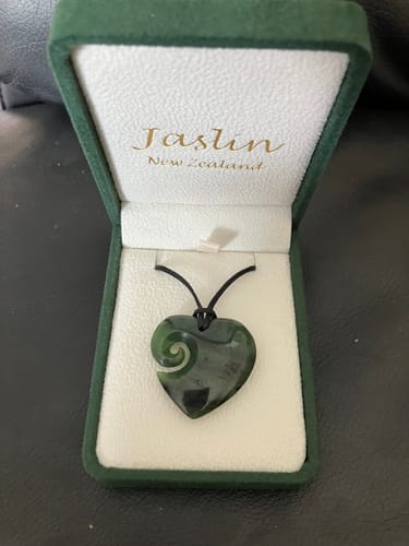 Customer photo review of Genuine NZ Greenstone Heart with Koru Necklace