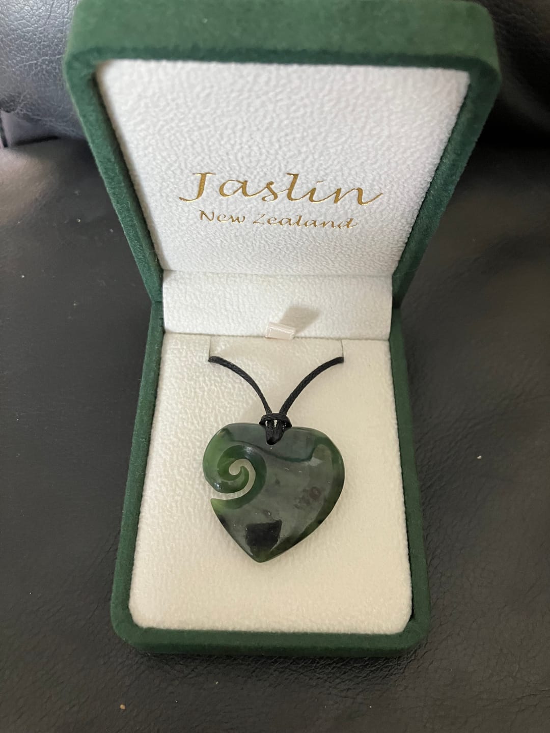 Customer photo review of Genuine NZ Greenstone Heart with Koru Necklace