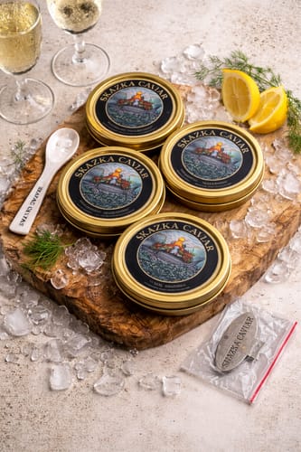 Customer photo review of Gift Set Caviar Sampler (3oz) — Kaluga, Osetra, and Amur