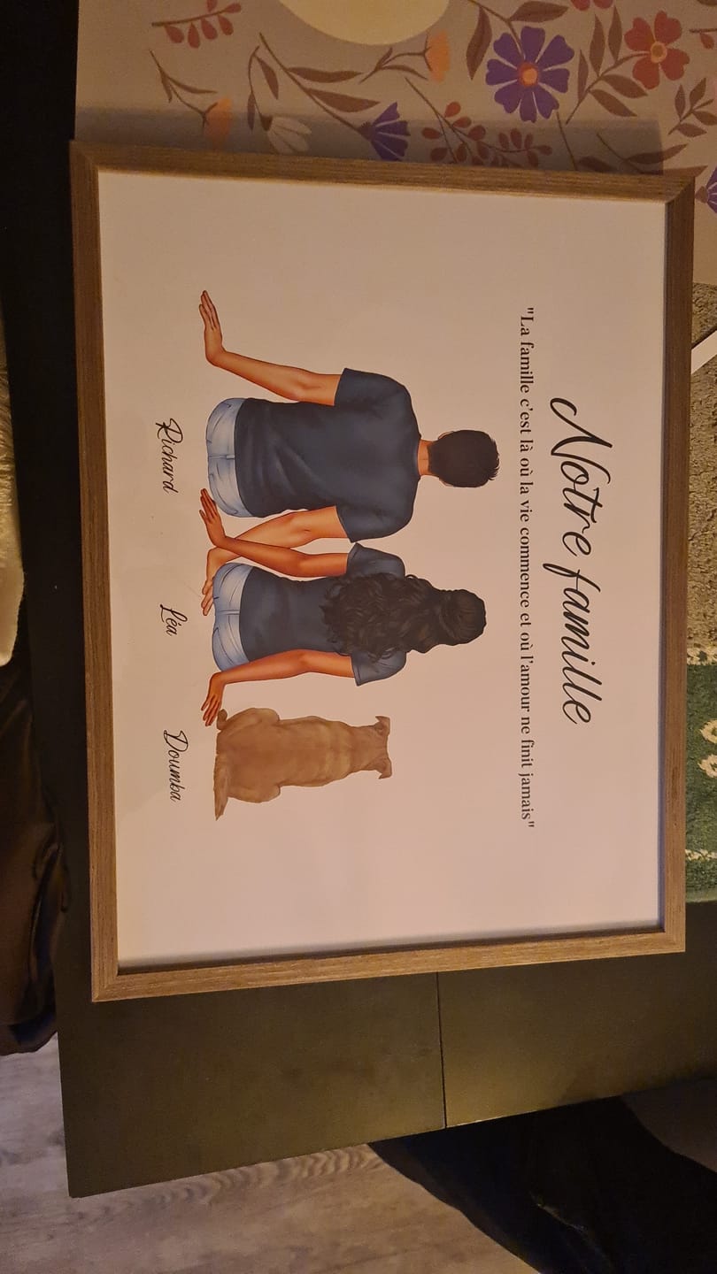 Customer photo review of Affiche portrait de famille personnalisable avec personnages