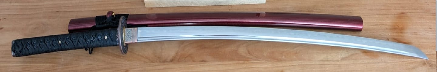Customer photo review of The Jukyomachi Handmade Katana Clay Tempered T10 Steel