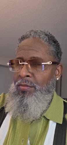 Customer photo review of Made to order: Iced out moissanite Diamond cut White Buffalo horn glasses