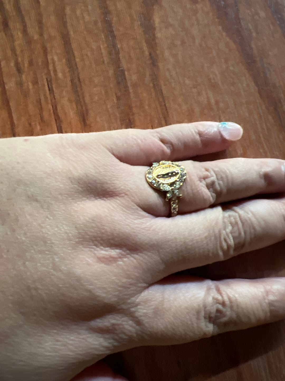 Customer photo review of FREE Today: Elegant Virgin Mary Emblem Ring: Sacred Detail for Daily Devotion