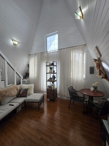 Customer photo review of Luxury Pinch Pleated Drapes | Linen Texture, Light Filtering for Living Room & Dining Rooms (Liz)