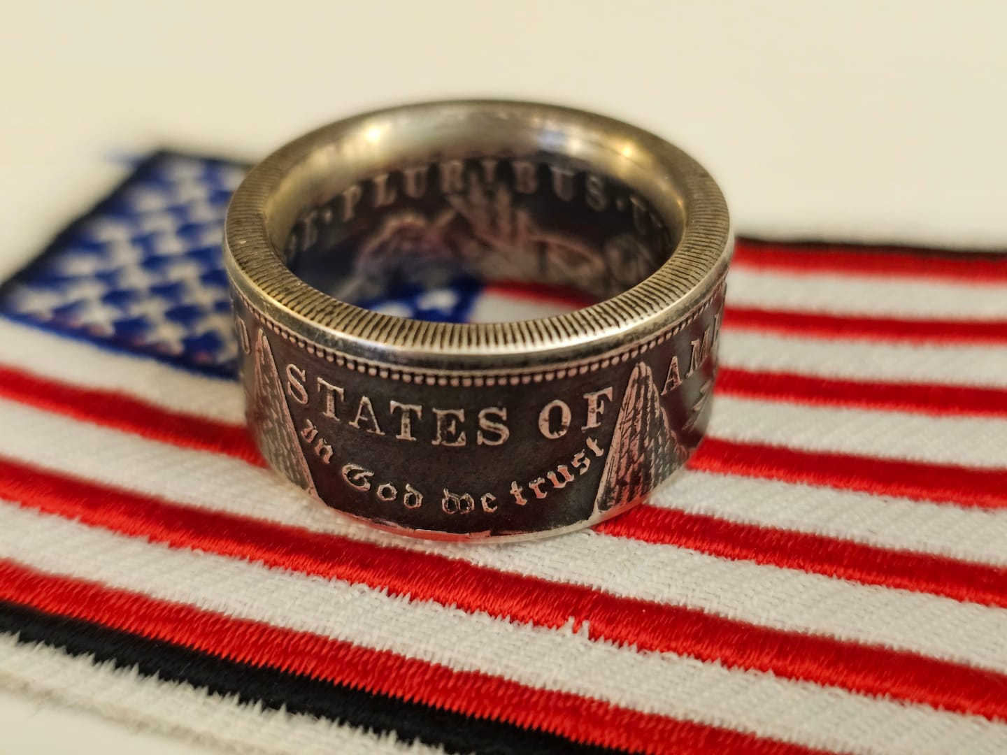 Customer photo review of Morgan Silver Dollar Coin Ring & American Pride Dog Tag Necklace