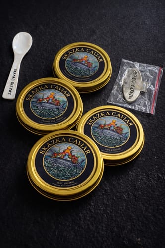 Customer photo review of Gift Set Caviar Sampler (3oz) — Kaluga, Osetra, and Amur