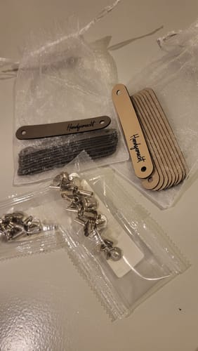 Customer photo review of Label-Set "Handgemacht"- Label aus Kunstleder - CS0026