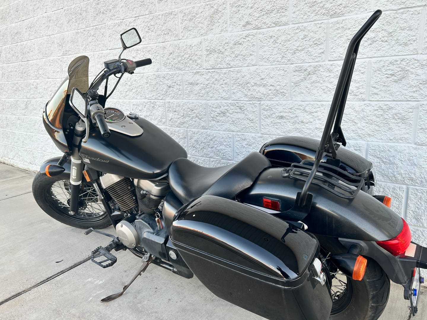 Customer photo review of Iron Born 25" Sissy Bar with Foldable Luggage Rack for Honda Shadow 750 Phantom Matte Black