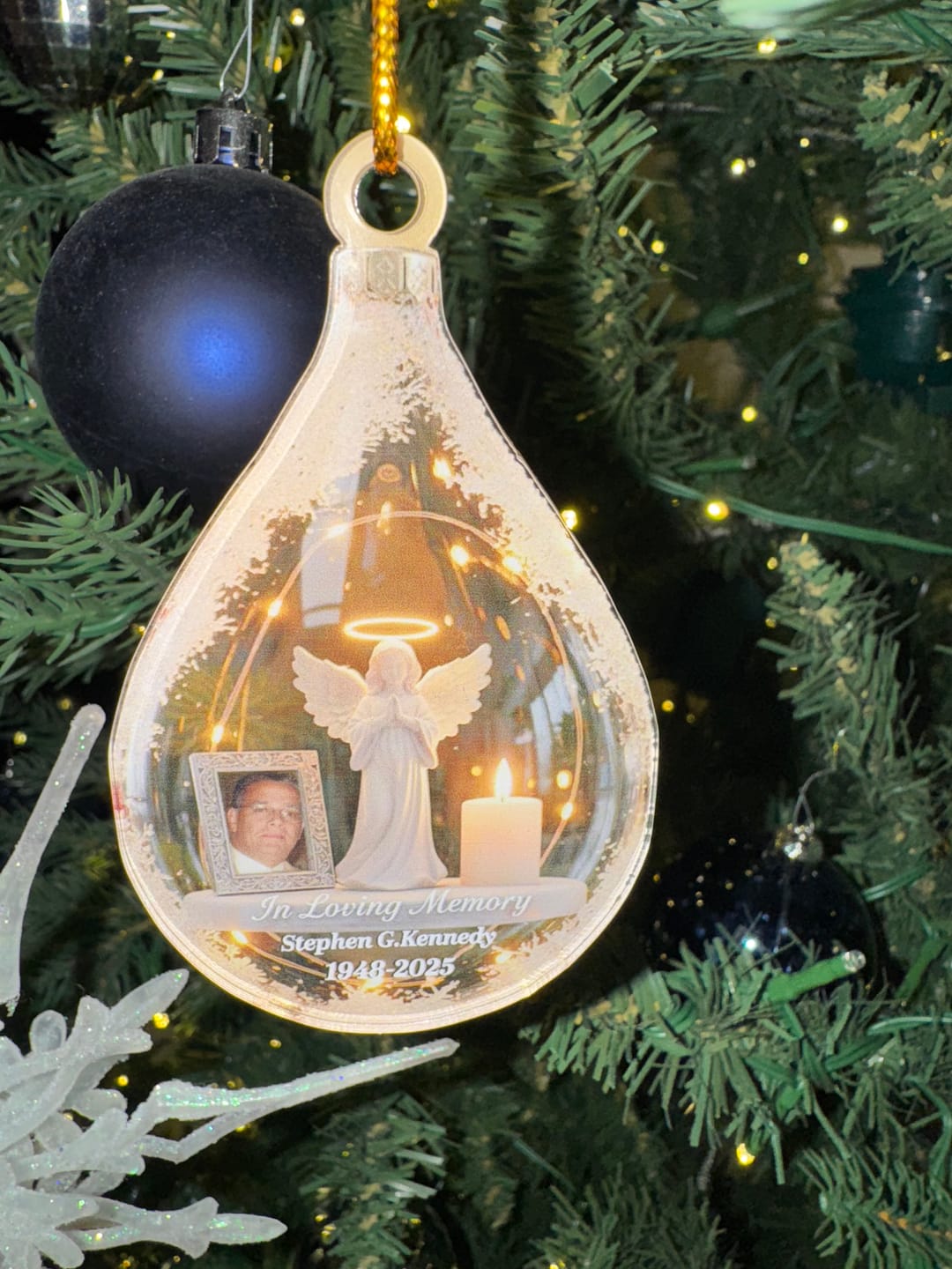 Customer photo review of Custom Photo Angel Candle - Personalized Christmas Acrylic Ornament