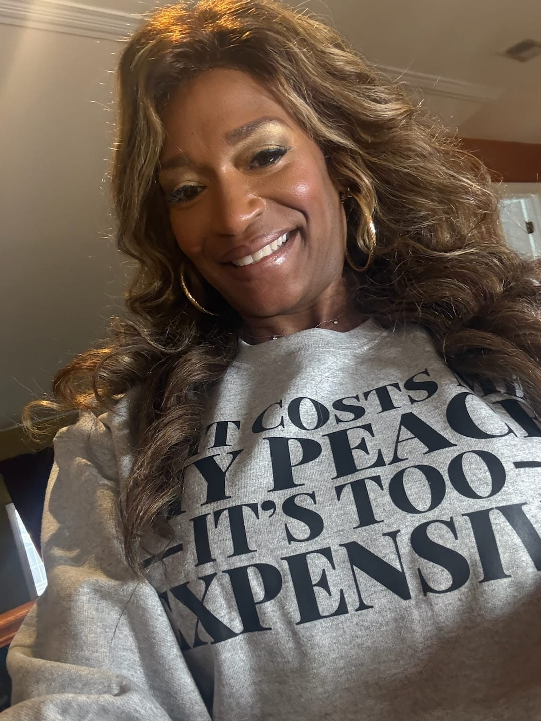 Customer photo review of It's Too Expensive Sweatshirt  - ONE DAY SALE