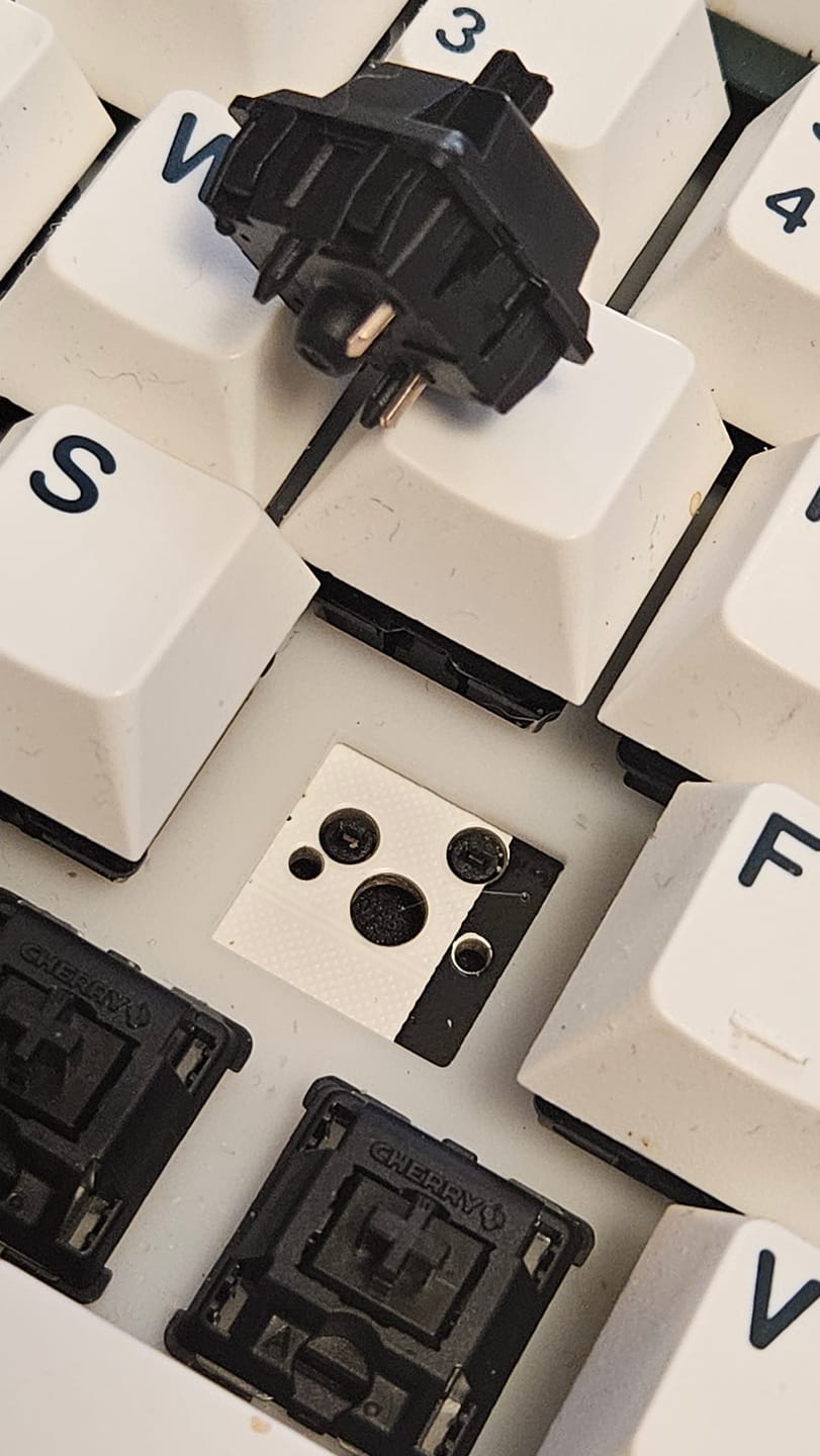 Customer photo review of LUBED, FILMED, AND SPRING SWAPPED CHERRY MX SWITCHES (10PCS)