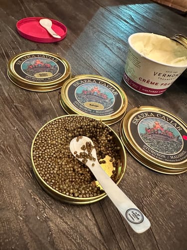 Customer photo review of Gift Set Caviar Sampler (3oz) — Kaluga, Osetra, and Amur