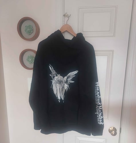 Customer photo review of Black Fallen Angel Hoodie - BACK IMAGE