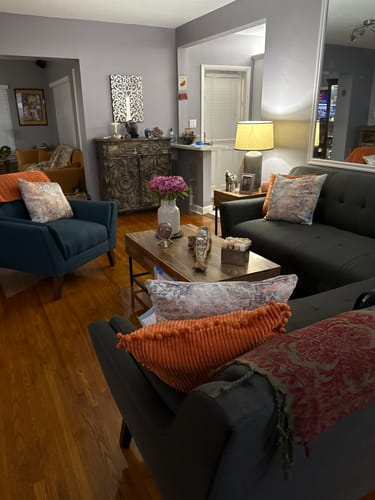 Customer photo review of Vintage Pissarro Terracotta Sky in Multicolor Pillow